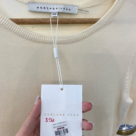 NWT Endless Rose Jewel Trim Half Sleeve Top - Picture 4 of 4